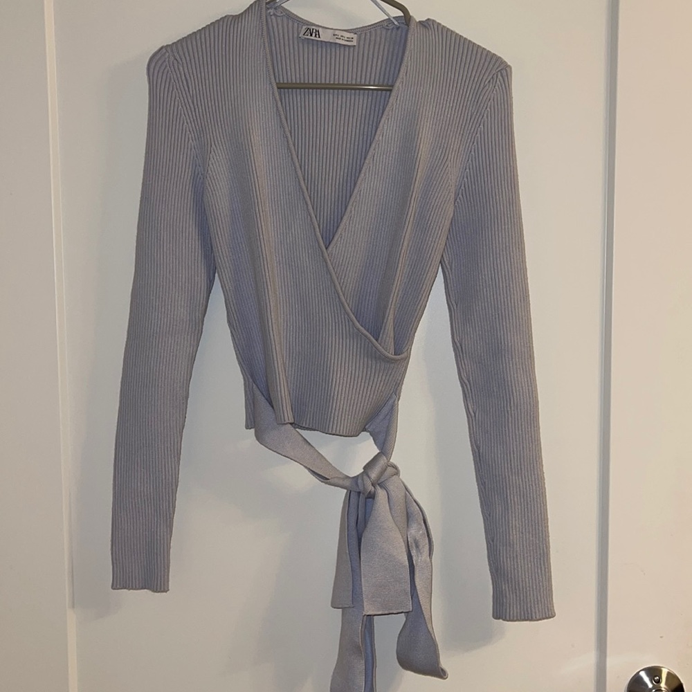 Crossover knit sweater